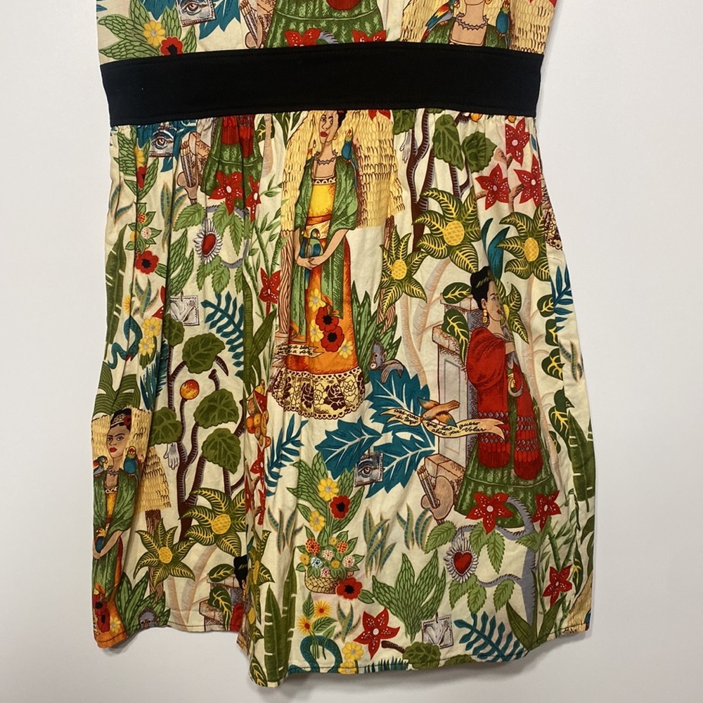 Frida Kahlo “Head Over Wheels” Dress in Beige by Hemet - Picture 6 of 16